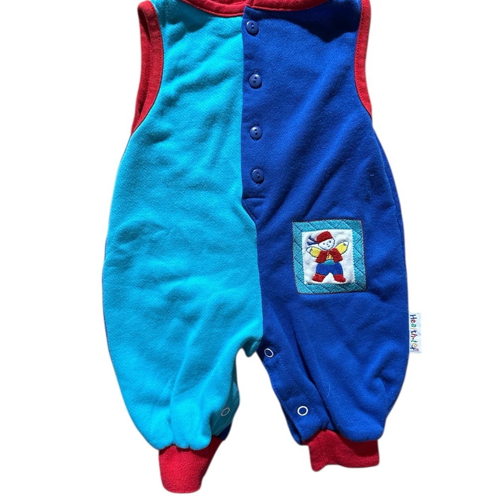 Vintage 80s Health-tex Colorblock Romper 3-6M Made in USA Retro